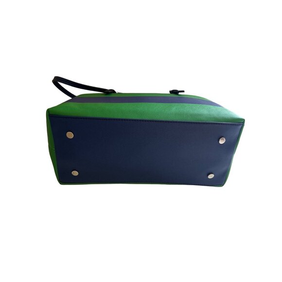 Dana Buchman Womens Blue Green Striped Tote Bag Large Handbag Shoulder Purse - Picture 3 of 16